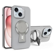 Per iPhone 15 Plus Supporto a Y MagSafe Custodia antiurto robusta per telefono (grigio)