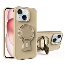 Per iPhone 15 Plus Custodia antiurto MagSafe con supporto a Y (oro deserto)