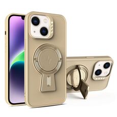 Per iPhone 14 Plus Custodia antiurto MagSafe con supporto a forma di Y (oro deserto)