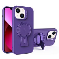 Per iPhone 13 Custodia antiurto MagSafe con supporto a Y (viola scuro)