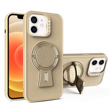 Per iPhone 12 Custodia per telefono antiurto MagSafe con supporto a forma di Y (oro deserto)