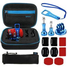 Kit combo di accessori in metallo CNC PULUZ 13 in 1 con custodia in EVA (viti + supporti di superficie + adattatore per treppiede + borsa portaoggetti + chiave) per GoPro, Insta360, DJI e altre action cam