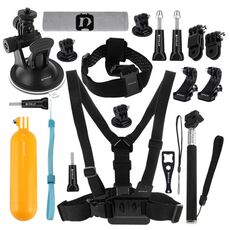 Kit combo di accessori PULUZ 20 in 1 (fascia toracica + fascia per la testa + supporto a ventosa + braccio girevole a 3 vie + fibbie a J-Hook + monopiede estensibile + adattatore per treppiede + impugnatura galleggiante + borsa portaoggetti + chiave inglese) per GoPro, Insta360, DJI e altre action cam