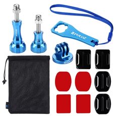 Kit combo di accessori in metallo CNC PULUZ 13 in 1 (viti + supporti di superficie + adattatore per treppiede + borsa portaoggetti + chiave) per GoPro, Insta360, DJI e altre action cam