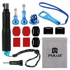 Kit combo di accessori in metallo CNC PULUZ 16 in 1 (viti + supporti di superficie + adattatore per treppiede + monopiede estensibile + borsa portaoggetti + chiave inglese) per GoPro, Insta360, DJI e altre action cam