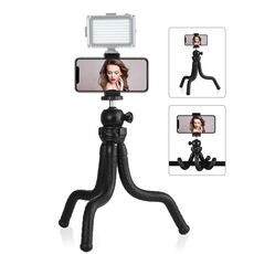 PULUZ Supporto per treppiede flessibile Mini Octopus con testa a sfera e morsetto per telefono + adattatore per treppiede e vite lunga per fotocamere reflex, GoPro, cellulare, dimensioni: 30 cm x 5 cm