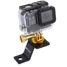 Supporto fisso per moto in lega di alluminio PULUZ con adattatore per treppiede e vite per GoPro, Insta360, DJI e altre action camera (oro)