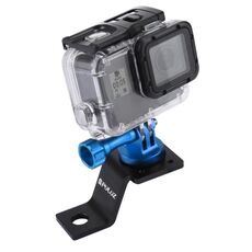 Supporto fisso per moto in lega di alluminio PULUZ con adattatore per treppiede e vite per GoPro, Insta360, DJI e altre action camera (blu)