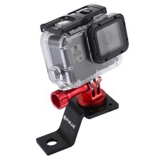 Supporto fisso per moto in lega di alluminio PULUZ con adattatore per treppiede e vite per GoPro, Insta360, DJI e altre action camera (rosso)