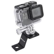 Supporto fisso per moto in lega di alluminio PULUZ con adattatore per treppiede e vite per GoPro, Insta360, DJI e altre action camera (argento)