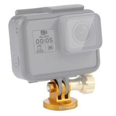 Adattatore CNC per montaggio su treppiede con foro per vite PULUZ da 1/4 di pollice per GoPro, Insta360, DJI e altre action camera (oro)