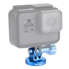 Adattatore CNC per montaggio su treppiede con foro per vite da 1/4 di pollice PULUZ per GoPro, Insta360, DJI e altre action camera (blu)