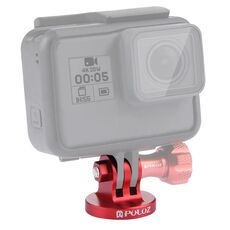 Adattatore CNC per montaggio su treppiede con foro per vite da 1/4 di pollice PULUZ per GoPro, Insta360, DJI e altre action camera (rosso)