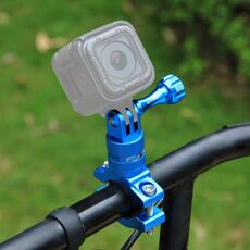 PULUZ Adattatore per manubrio in alluminio per bici con rotazione a 360 gradi con vite per GoPro, Insta360, DJI e altre action camera (blu)