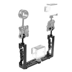 PULUZ Supporto per braccio lampada in alluminio CNC regolabile per immersioni doppie portatili per GoPro, Insta360, DJI e altre action camera