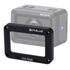 Pulluz Fiamma in lega di alluminio + protezione per lenti in vetro temperato per Sony RX0 / RX0 II, con viti e cacciaviti (nero)