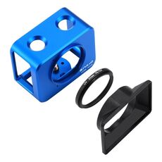 Pulluz per Sony RX0 in lega di alluminio Cage protettiva + 37mm UV Filter Lens + Obiettivo ombrellone con viti e cacciaviti (blu)
