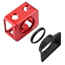PULUZ per Sony RX0 Alloy in lega di alluminio Cage protettiva + Lente filtro UV da 37 mm + Obiettivo Obiettivo con viti e cacciaviti (rosso)