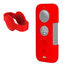 Custodia protettiva in silicone PULUZ con copriobiettivo per Insta360 ONE X (rosso)