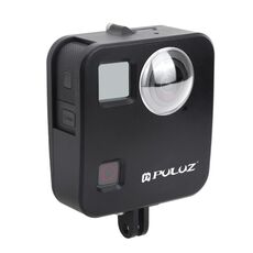 PULUZ per GoPro Fusion Housing Shell Gabbia protettiva in lega di alluminio CNC con supporto di base e copriobiettivo (nero)