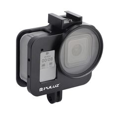 PULUZ Housing Shell Gabbia protettiva in lega di alluminio CNC con lente UV da 52 mm per GoPro HERO8 Black (nero)