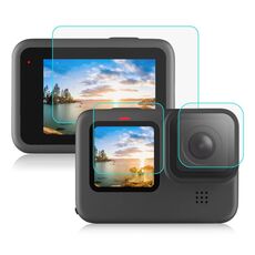 PULUZ per GoPro Hero12 Nero/11 Nero/10 Nero/9 Obiettivo Nero + Display LCD Pellicola in vetro temperato 9H 2.5D