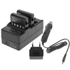 Caricabatteria doppio per fotocamera digitale AHDBT-401 + caricabatteria per auto + adattatore per GoPro HERO4