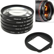 6 in 1 58mm Close-up Lens Filter Macro Lens Filtro + Adattatore filtro Anello per Gopro Hero3