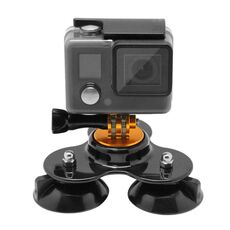 Supporto a ventosa con direzione triangolare con supporto per treppiede + vite per maniglia per GoPro, Insta360, DJI e altre action camera (oro)