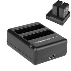 Caricabatterie da viaggio a doppia batteria USB per GOPRO HERO4 (AHDBT-401) (nero)