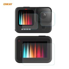 Per GoPro HERO9 ENKAY Hat-Prince 3 in 1 0.2mm 9H 2.15D Obiettivo protettivo per fotocamera e schermo in vetro temperato