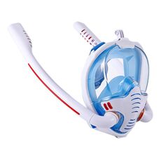 Snorkeling Mask Doppio Tube Tube Silicone Full Dry Drift Mask Maschera per bambini Adulto Maschera Diving Goggles, Dimensioni: S / M (Bianco / Blu)