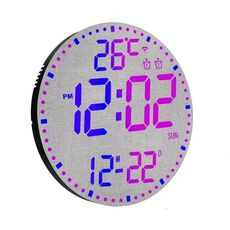 Orologio da parete digitale a LED con controllo tramite app Wi-Fi e sveglia multifunzionale con luce RGB (superficie in guscio nero)