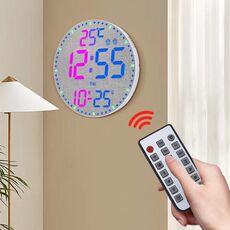 Orologio da parete RGB da 11,6 pollici con telecomando Sveglia multifunzione Bianco+panno