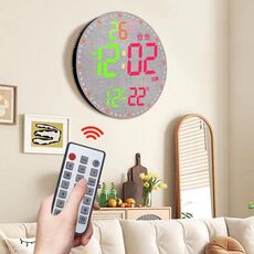 Orologio da parete RGB da 11,6 pollici con telecomando Sveglia multifunzionale nera + tessuto