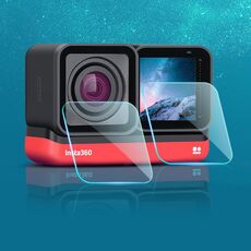 Pellicola in vetro temperato con lente + display LCD per Insta 360 One R 4K (trasparente)
