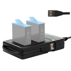 Caricabatterie a doppio schermo LCD con display Capacità di ricarica per Gopro Hero9 Black / Hero10 Nero (nero)