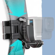 RUIGPRO Supporto per spalla con cinturino a sgancio rapido girevole a 360 gradi per zaino GoPro, Insta360, DJI e altre action camera (nero)