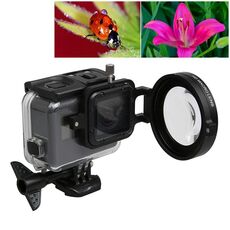 Per GoPro HERO5 Sport Action Camera Professionale 58mm 16X Obiettivo macro Filtro ravvicinato con base per obiettivo e anello adattatore e cappuccio protettivo per obiettivo, cinturino anti-smarrimento e panno per la pulizia
