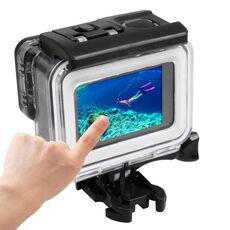 Per GoPro HERO5 Custodia protettiva con custodia in ABS e PC impermeabile da 30 m + Cover posteriore touch con fibbia Supporto di base e vite lunga, Dimensioni copertina: 7 x 6 cm