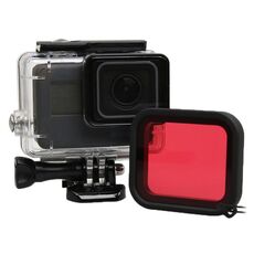 Per GoPro HERO5 30m Custodia protettiva per custodia in PC e ABS impermeabile + obiettivo della fotocamera Filtro quadrato rosso con fibbia Supporto di base e vite lunga e cinturino anti-perso