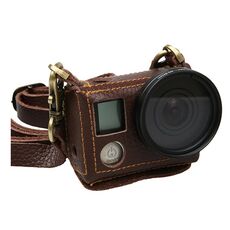 Per GoPro HERO4 Litchi Texture Custodia protettiva in vera pelle con imbracatura (marrone)