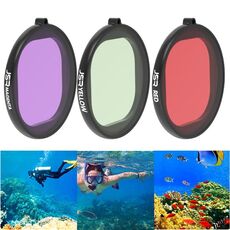 JSR Round Housing Diving 3 in 1 Filtro lente rosso + giallo + viola per GoPro HERO8 Black