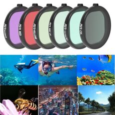 JSR Round Housing Diving 6 in 1 UV + CPL + 16X Macro + Red + Yellow + Purple Lens Filter per GoPro HERO8 Black