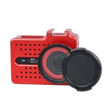 Custodia protettiva per alloggiamento in lega di alluminio CNC con filtro UV e cappuccio protettivo per obiettivo per Xiaomi Xiaoyi Yi II 4K Sport Action Camera (rosso)