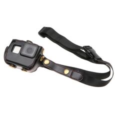 Per GOPRO HERO7 BLACK / 6/5 Custodia in cuoio in pelle PU con cinturino collo e pulsanti (nero)