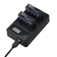 Caricabatterie a doppio schermo LCD con cavo USB per telecamera Sport Xiaoyi 4K, display Capacità di ricarica (XM47)