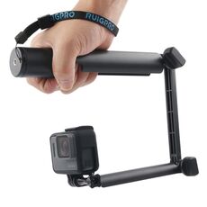 Monopiede a 3 vie + Magic Mount Selfie Stick per GoPro, Insta360, DJI e altre action camera, lunghezza: 24,5-63 cm (nero)