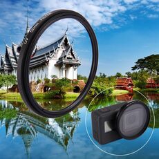 52mm 3 in 1 Filtro obiettivo UV cerchio rotondo con cappuccio per Gopro Hero7 Black / 6/5