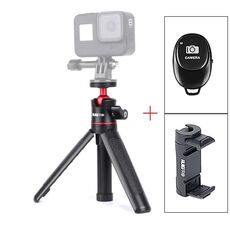 RUIGPRO Supporto per treppiede pieghevole multifunzionale, monopiede per selfie con testa a sfera e morsetto per telefono e telecomando Bluetooth per GoPro, Insta360, DJI e altre action cam (nero)